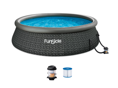 New in Box Funsicle 12' x 36" QuickSet Inflatable Ring Top Outdoor Above Ground Pool with Pump