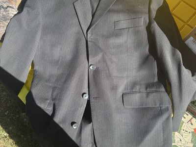 J. Ferrar Black Pinstripe Modern Fit Suit