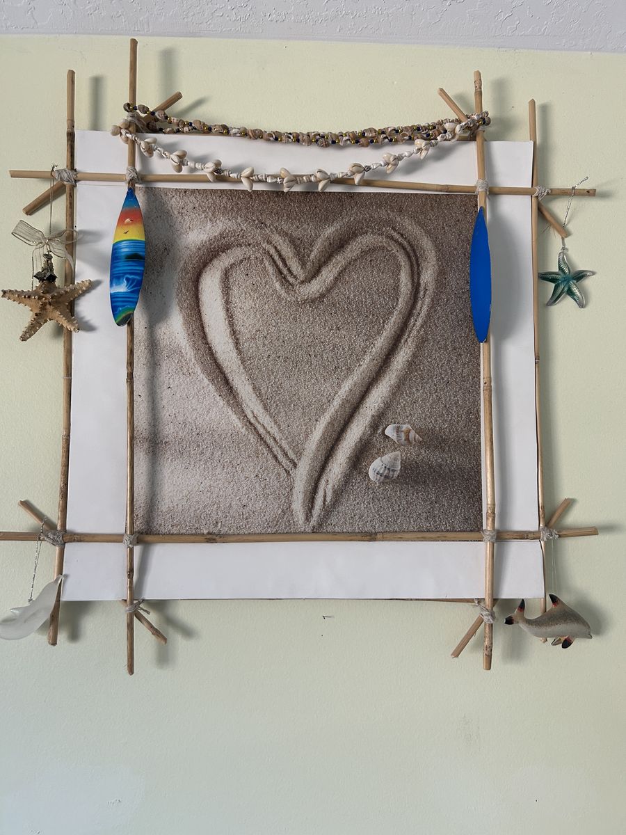 Large Coastal Beach-Themed Wall Art w/ Driftwood & Hanging Accents