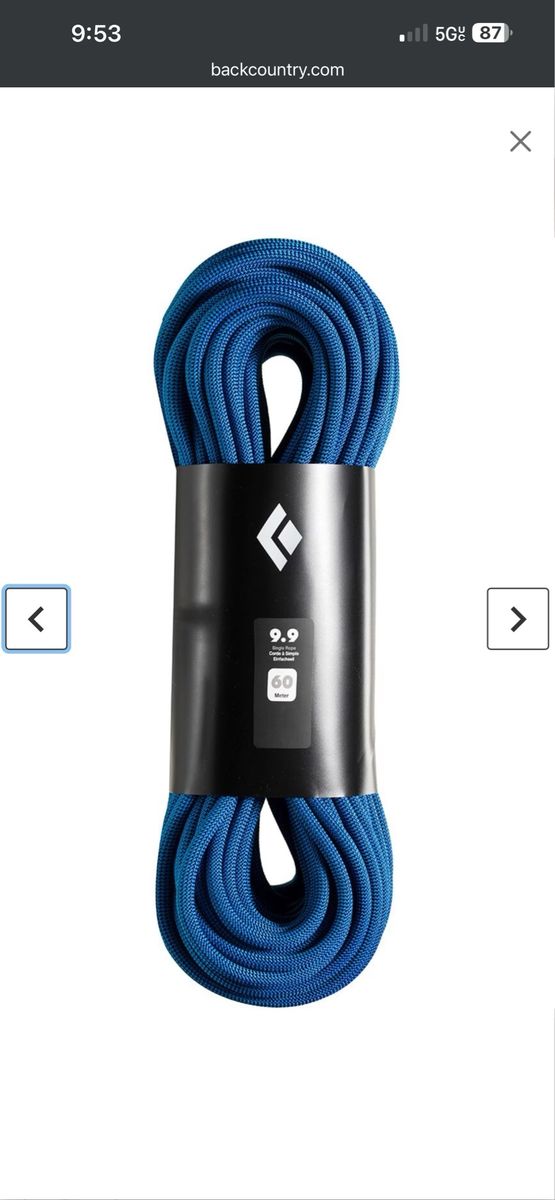 New Black Diamond Climbing Rope 60m