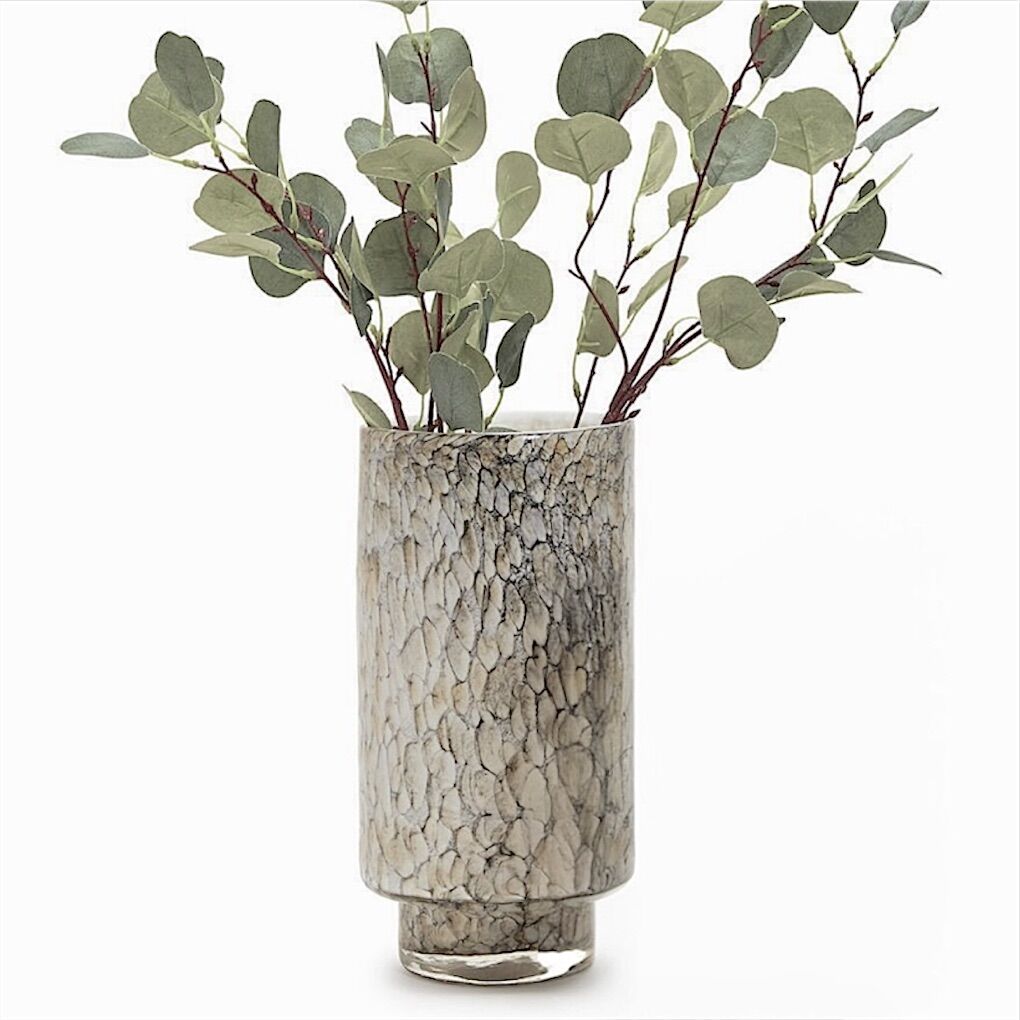 Tozai Home Large Murano-Style Speckled Glass Candleholder/Vase - Hand-Blown