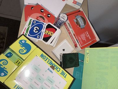 Game Night Bundle - 2 Complete Board Games, Two decks of playing cards, 1 set of Uno Cards, 1 set of Poker Chip $10