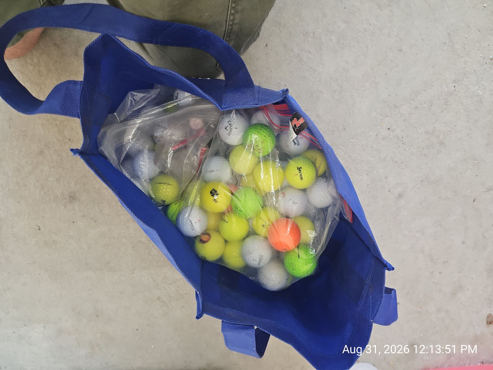 1 heavy bag assorted Used Golf Balls in Blue Tote Bag - Mixed Brands