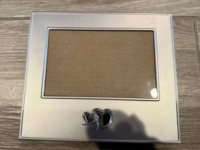 Silver-Tone Metal Photo Frame with Interlocking Hearts Detail