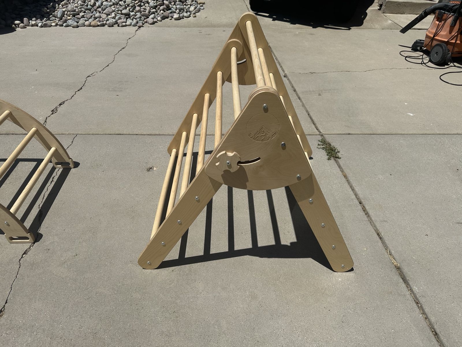 Wooden Toddler Climbing Gym Pikler Triangle with Ramp & Arch Rocker - Great Condition