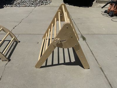 Wooden Toddler Climbing Gym Pikler Triangle with Ramp & Arch Rocker - Great Condition