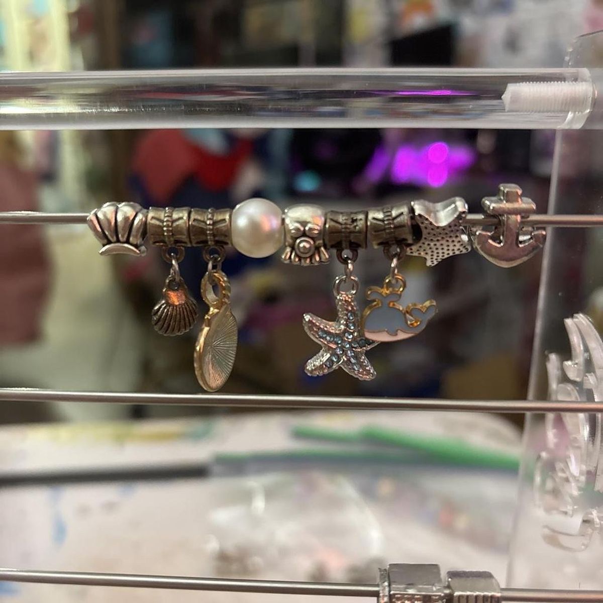 Ocean-Themed Bracelet charms with Sea-Life, Anchor, and Pearl Charms