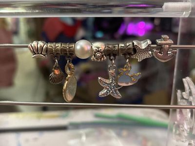 Ocean-Themed Bracelet charms with Sea-Life, Anchor, and Pearl Charms