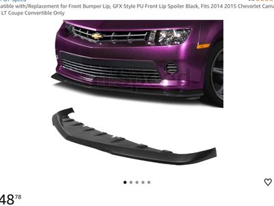 2014-2015 Chevrolet Camaro LS LT GFX Style PU Front Bumper Lip Spoiler Black