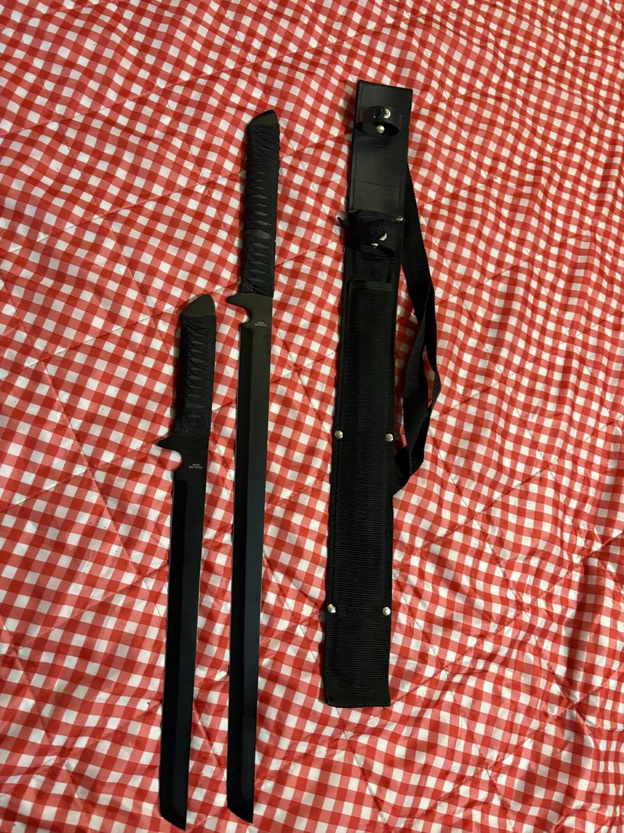 Black Double Blade Katana Sword Set with Sheath