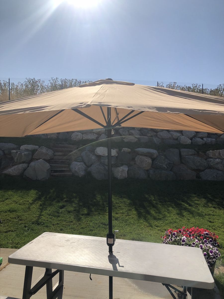 At Home Crank Rectangular Patio Umbrella