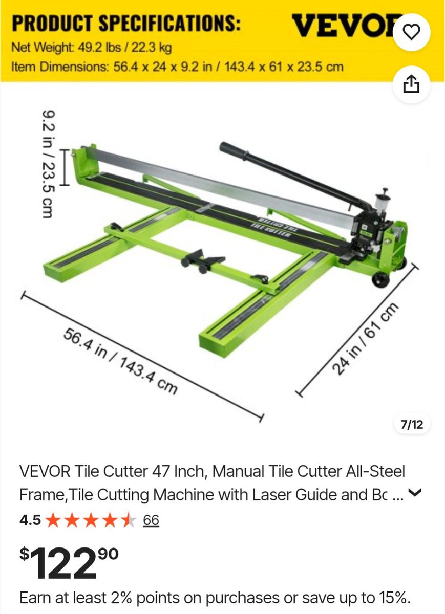 New Tile Cutter with Laser Guide