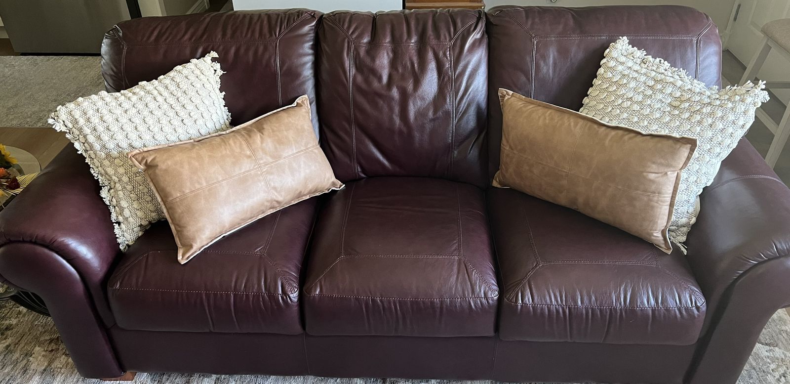 Leather Sofa Sleeper & Chair & Ottoman 