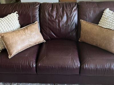 Leather Sofa Sleeper & Chair & Ottoman