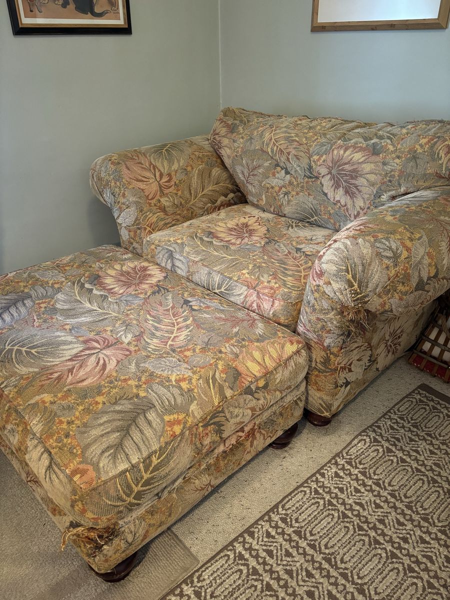 Oversized Fabric Chair & Ottoman