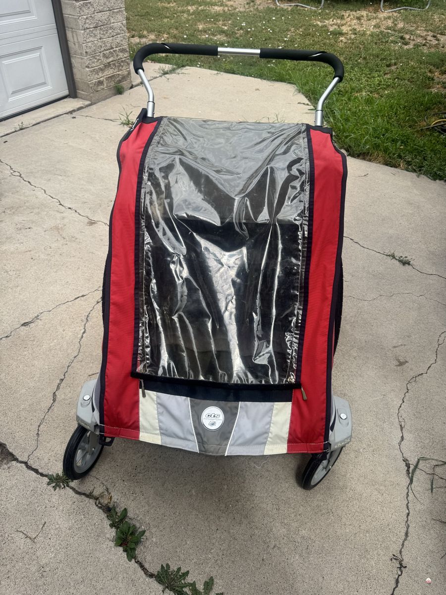 Chariot cougar 2 double Child Stroller and Bike Trailer - Red/Grey