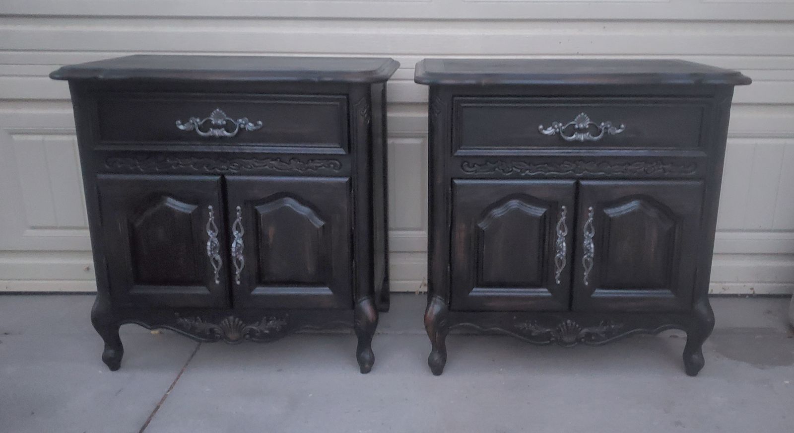 Black Cottagecore Nightstands 2 Matching Set Farmhouse French Gothic Victorian Western