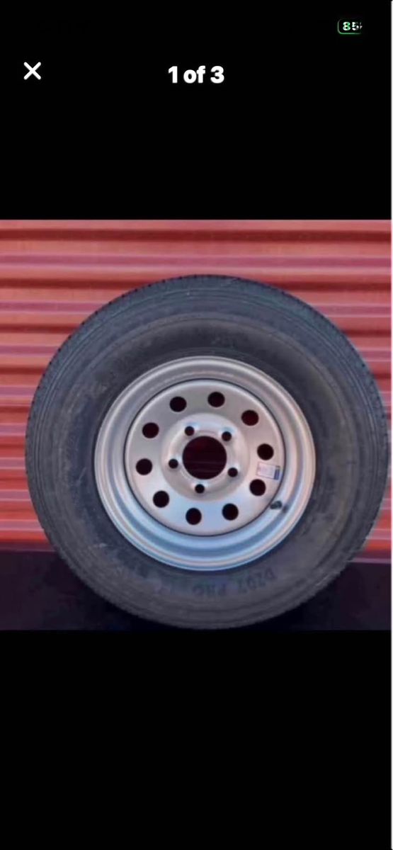 New Free Country Spare Tire ST 205/75 D 15” Hard to find 5 on 5 lug Pattern             Silver Wheel  I only have 1