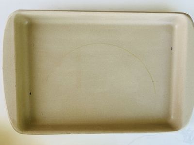 Stoneware Baking Pan Rectangular Tan Kitchen Bakeware Used