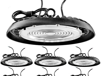 NEW Pack of Six UFO High Bay 200W LED Fixture, Black, 28000 Lumens
