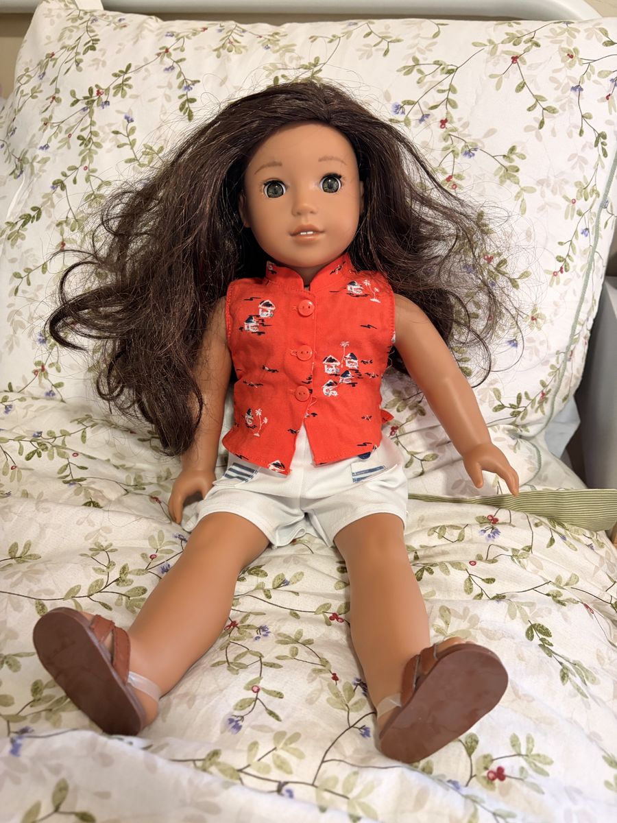 American Girl Doll Nanea 18" with Dark Hair and Brown Eyes - Wearing Summer Outfit