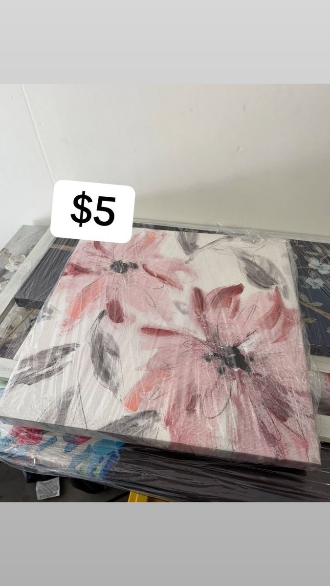 Abstract Pink Floral Canvas Wall Art Decor - Modern Home Decor