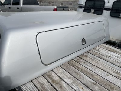Silver Truck Camper Shell Topper with Side Access - For Sale