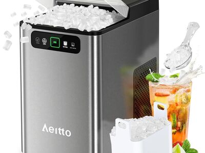 NEW Nugget Ice Maker Countertop, Pellet Ice Machine Soft Chewable Ice 40lbs/Day, One-Click Operation, Auto Self-Cleaning