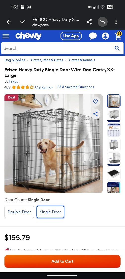 OBO
Used/like new XXL Frisco Heavy Duty Single Door Wire Dog Crate, XXL - 54" L x 37" W x 45" H