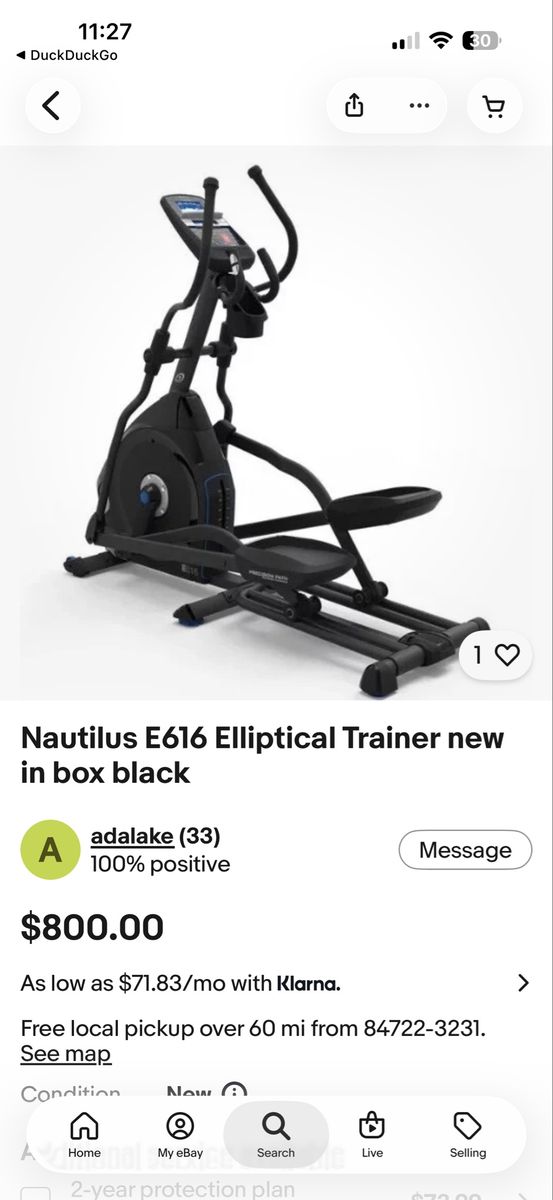 Nautilus E616 elliptical trainer