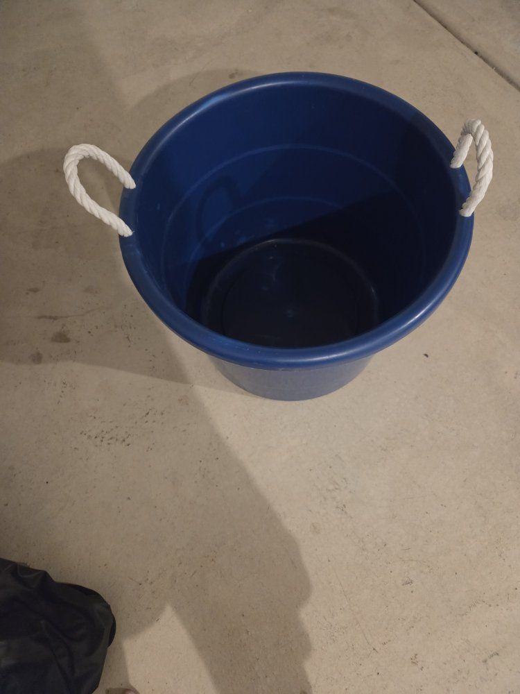 Blue Plastic Tub with Rope Handles - Versatile Storage Bin