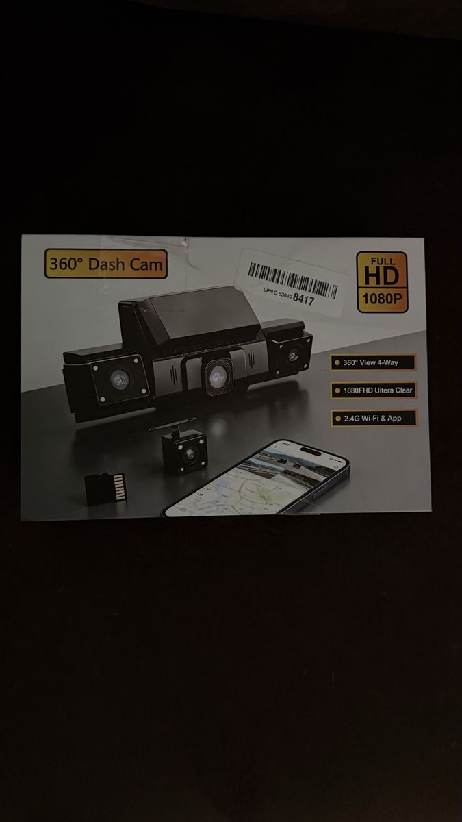 360° Dash Cam - Full HD 1080P, 4-Way View, Wi-Fi & App Connectivity