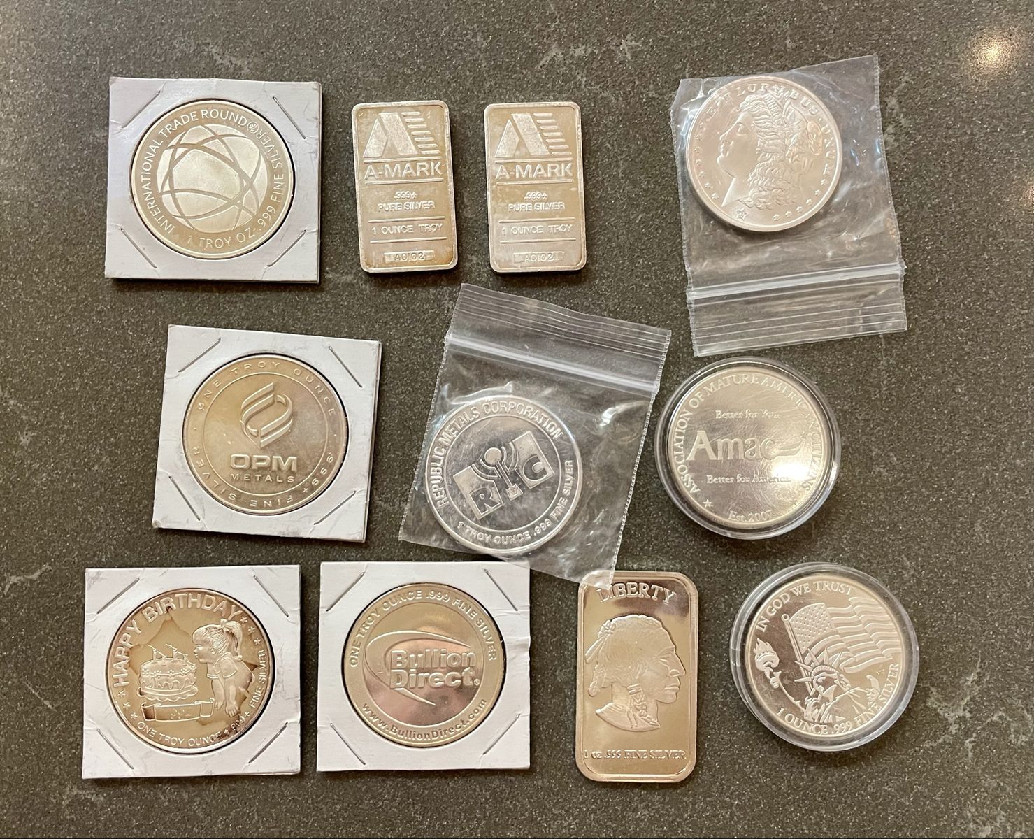 Silver Rounds, Bars .999 Silver Bullion for sale at Spot