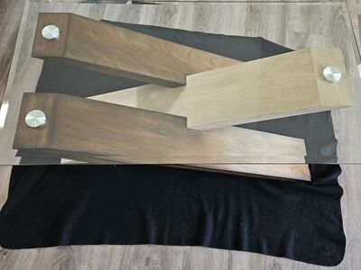 Coffee table: glass & wood