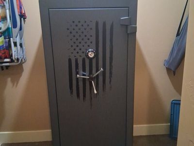 Liberty Safe Gun Safe with American Flag Design & Internal Storage Pockets - Gray