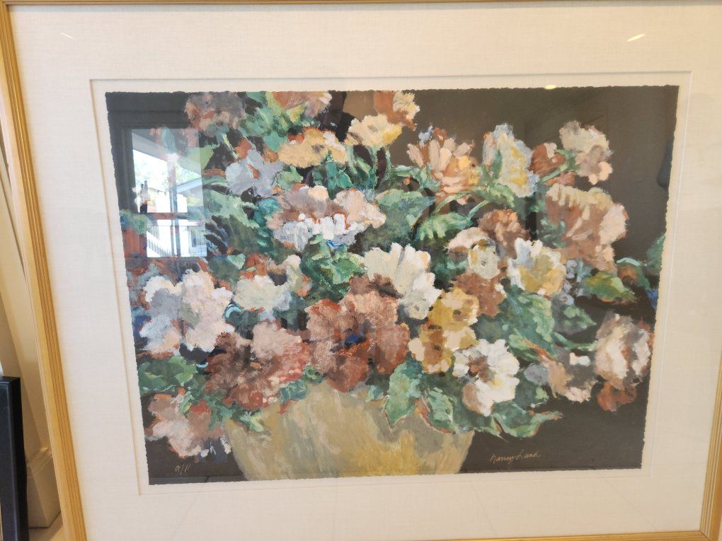 Nancy Lund Framed Floral Artwork - Impressionistic Flower Pot Wall Art