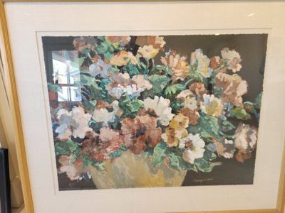 Nancy Lund Framed Floral Artwork - Impressionistic Flower Pot Wall Art