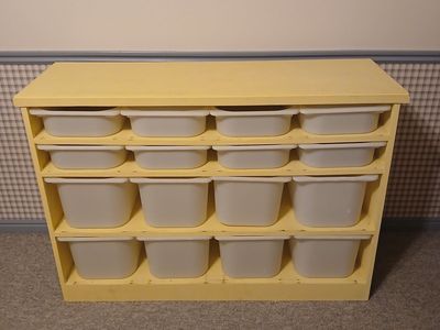 Yellow Toy Storage Organizer with Plastic IKEA Bins Children's Furniture