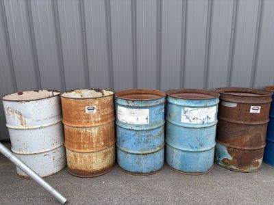 Empty Metal Oil Drums