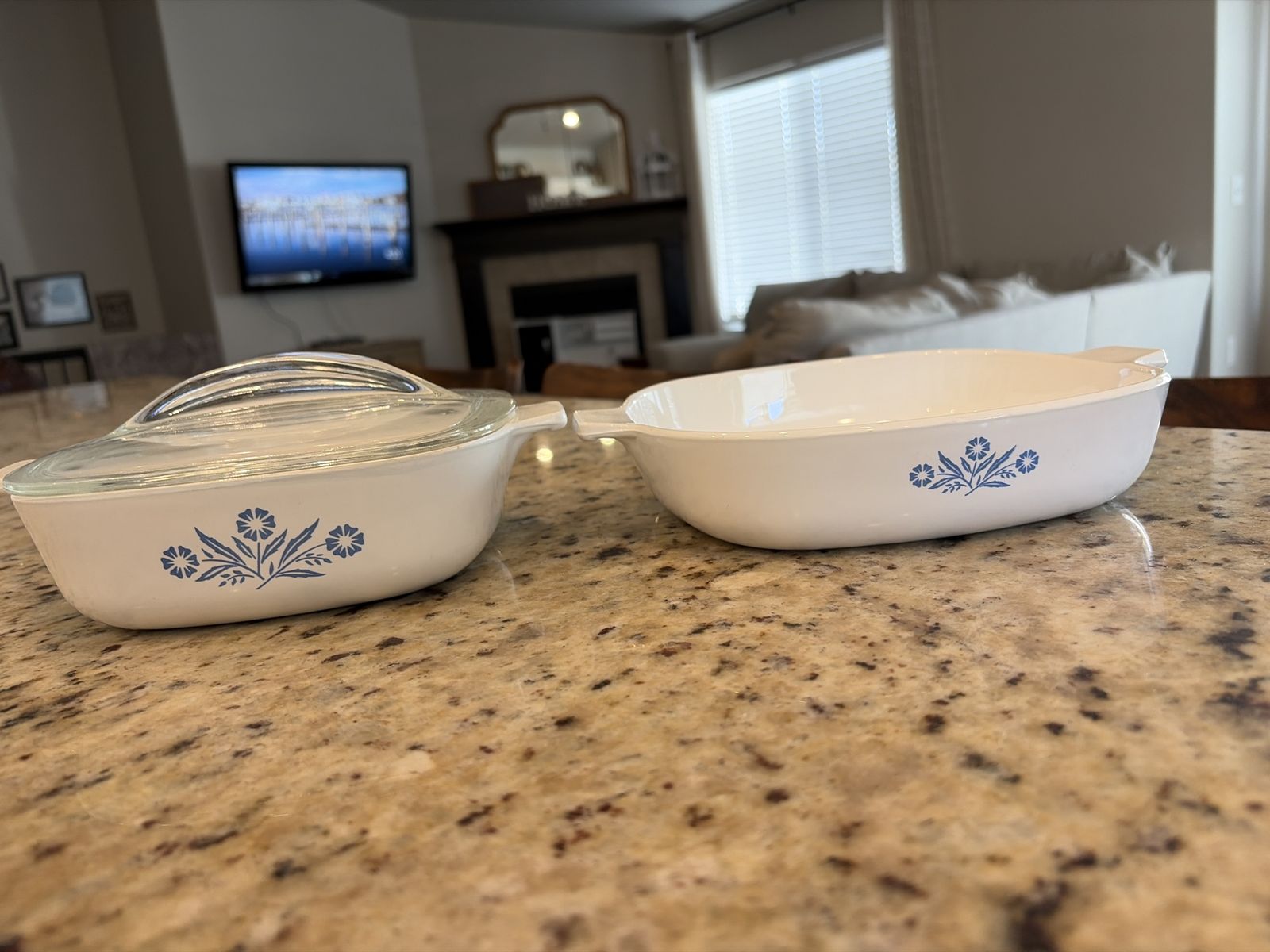 Vintage CorningWare Blue Cornflower Casserole Dishes- Set of 2 (one with lid)