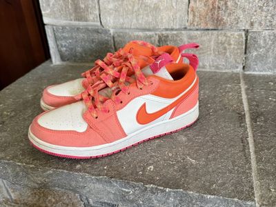 Nike Air Jordan 1 Low SE Coral Pink/Orange Sneakers Youth/Women's US Size 5.5Y/7W