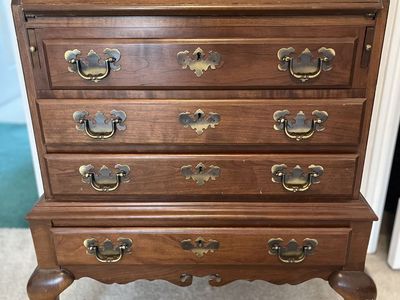 Vintage Maddox Secretary Desk – Solid Wood, Drop Front, Chippendale Style