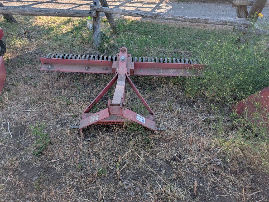 Heavy-Duty Red Landscape Rake Attachment for Tractors - Used Farm & Garden Equipment
