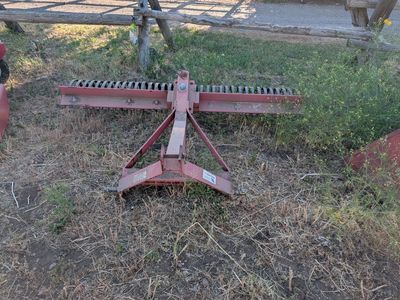 Heavy-Duty Red Landscape Rake Attachment for Tractors - Used Farm & Garden Equipment