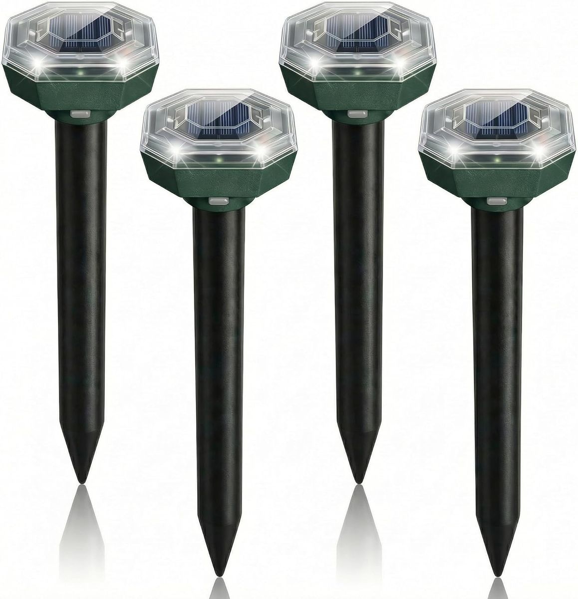 NEW Mole Repellent Solar Powered, 4 Pack Ultrasonic Gopher Repeller, Waterproof Outdoor Pest Repellent