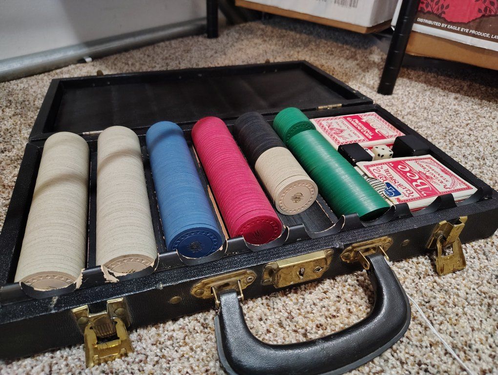 Poker Chips Vintage Antique Real Clay Foil Stamped