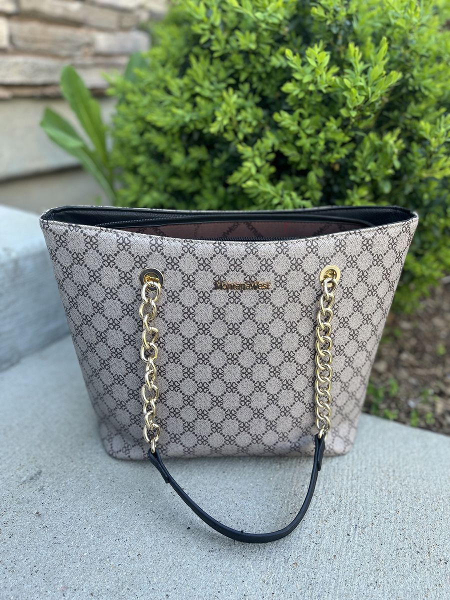 Montana West Brown Chain Strap Tote Shoulder Bag