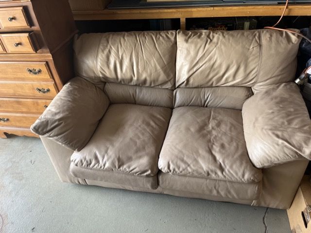Comfy leather loveseat couch