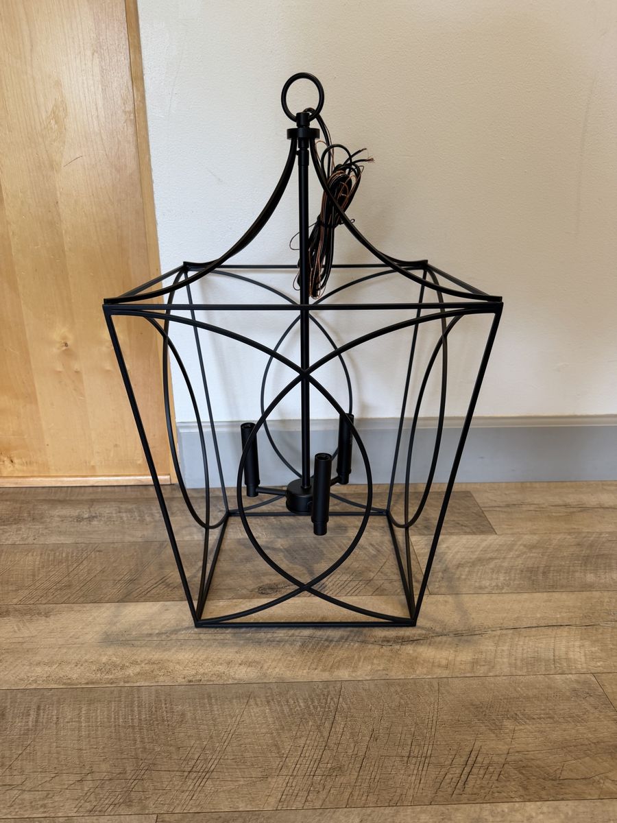 NEW 3 LIGHT LARGE BLACK LANTERN CHANDELIER (2 AVAILALBE)