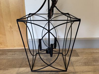 NEW 3 LIGHT LARGE BLACK LANTERN CHANDELIER (2 AVAILALBE)